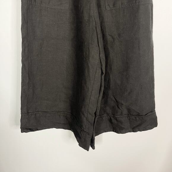 Rachel Comey Womens Size 4 Black Linen Cropped Wide Leg Pants Pockets Drawstring - Picture 4 of 11